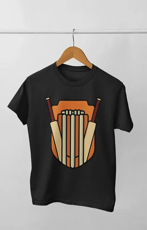 Men’s Round Neck Half Sleeve Wickets Concept - S / Black
