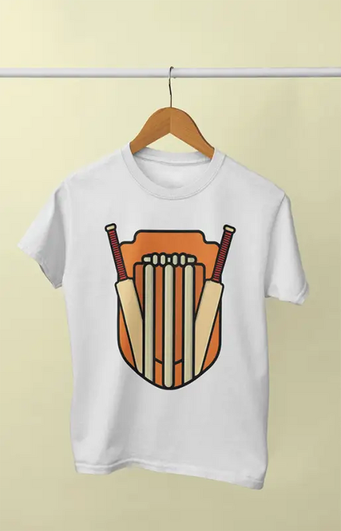 Men’s Round Neck Half Sleeve Wickets Concept - S / White