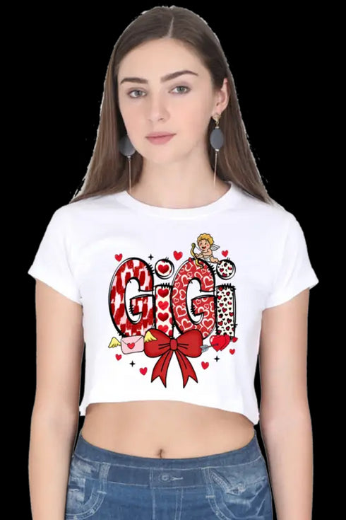 Womens Crop Top Red Gigi - White / XS