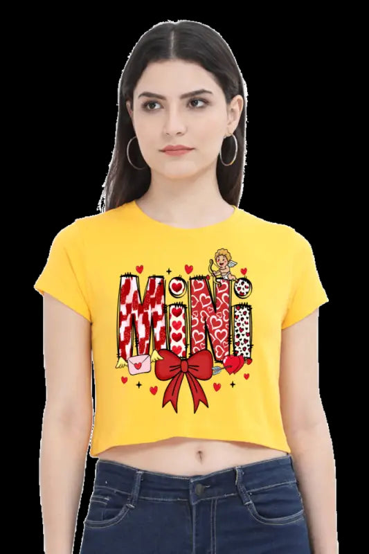 Womens Crop Top Red Mini - Golden Yellow / XS