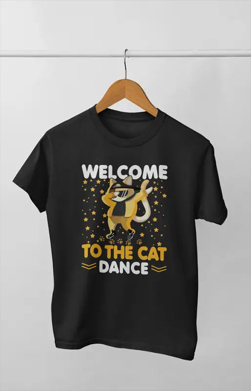Women’s Half Sleeve Round Neck Cat Dance - S / Black