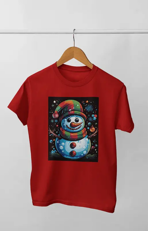 Women’s Half Sleeve Round Neck Christmasbright - Red / S