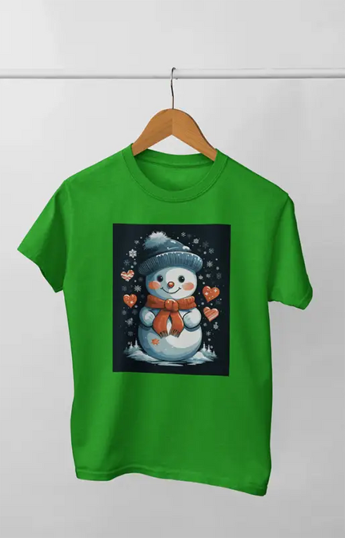 Women’s Half Sleeve Round Neck Christmascute - Flag Green / XL