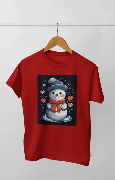 Women’s Half Sleeve Round Neck Christmascute - Red / XL