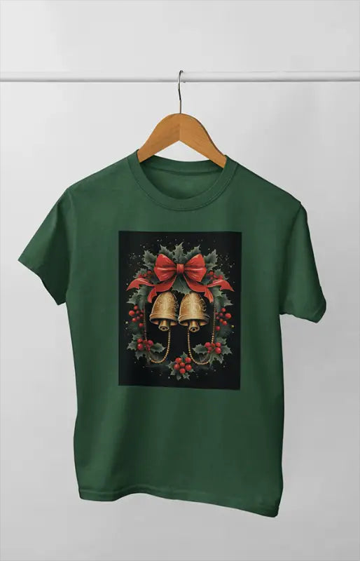 Women’s Half Sleeve Round Neck ChristmasElegant - Bottle Green / XL