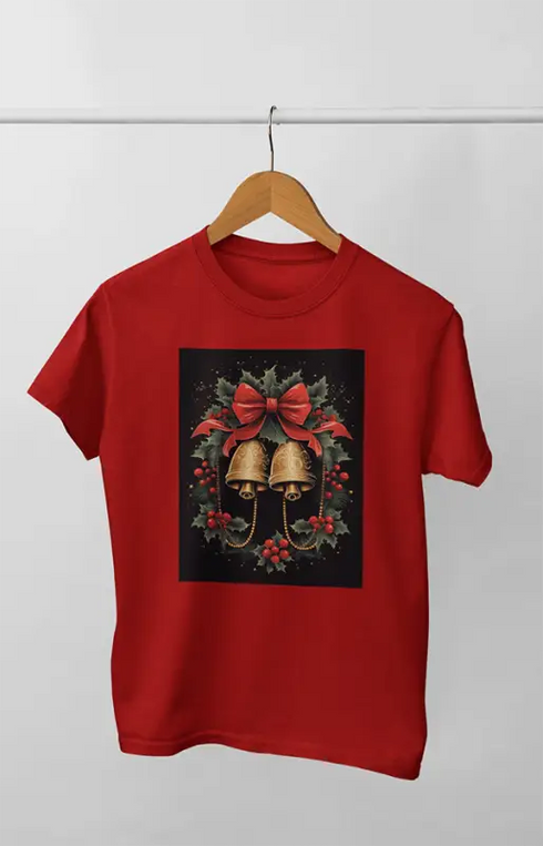 Women’s Half Sleeve Round Neck ChristmasElegant - Red / XL