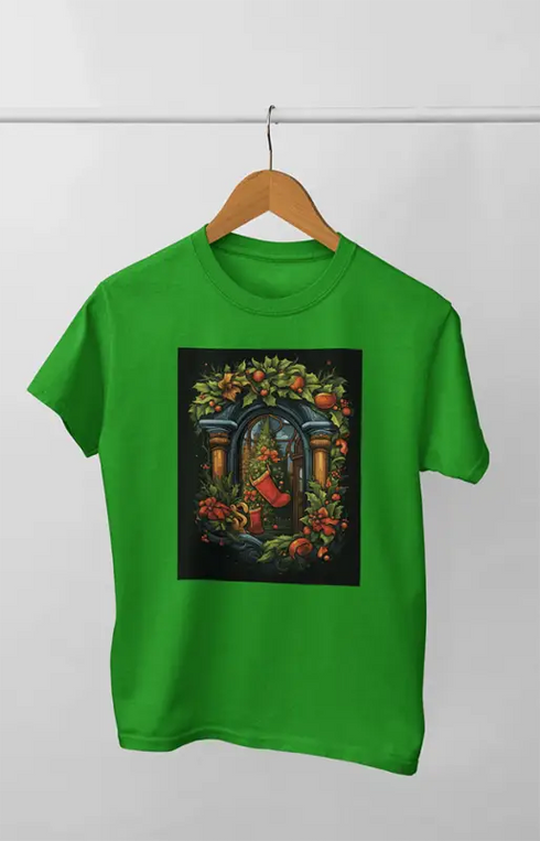 Women’s Half Sleeve Round Neck ChristmasEnchanted - Flag Green / XL