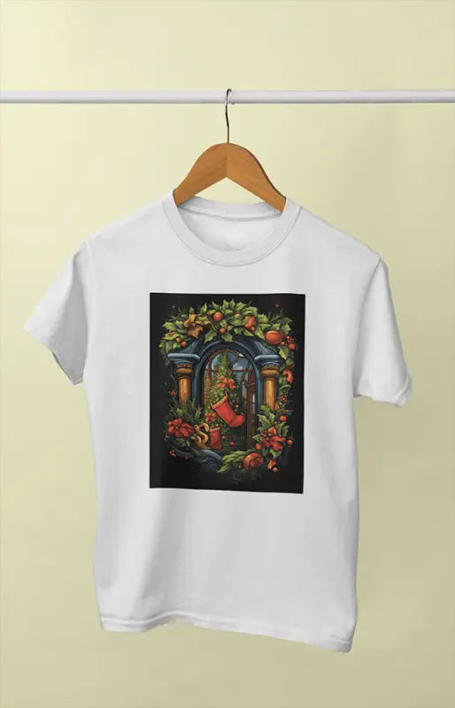 Women’s Half Sleeve Round Neck ChristmasEnchanted - White / XL