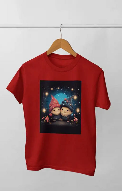 Women’s Half Sleeve Round Neck ChristmasGnome - Red / XL
