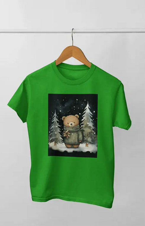Women’s Half Sleeve Round Neck ChristmasLoose - Flag Green / XL