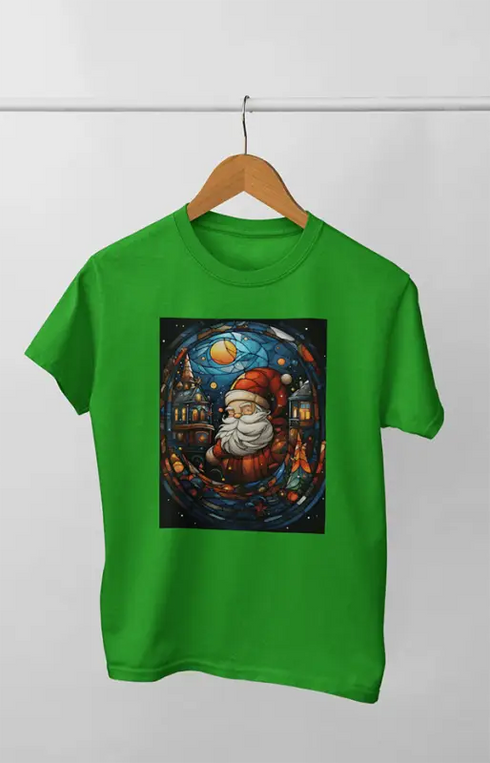 Women’s Half Sleeve Round Neck ChristmasSantaDeco - Flag Green / XL
