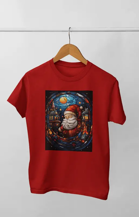 Women’s Half Sleeve Round Neck ChristmasSantaDeco - Red / XL