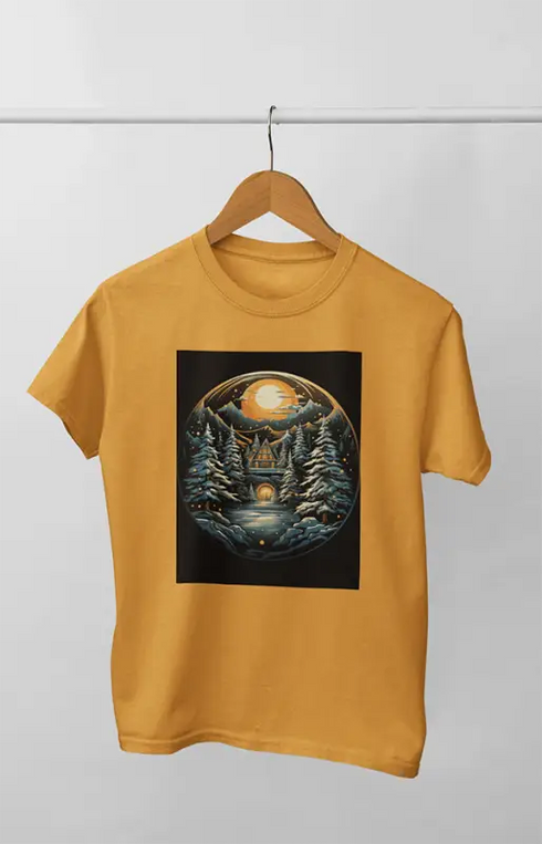 Women’s Half Sleeve Round Neck ChristmasTree - Golden Yellow / XL