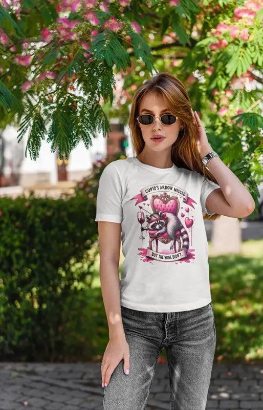 Women’s Half Sleeve Round Neck Cupids Arrow - White / XL