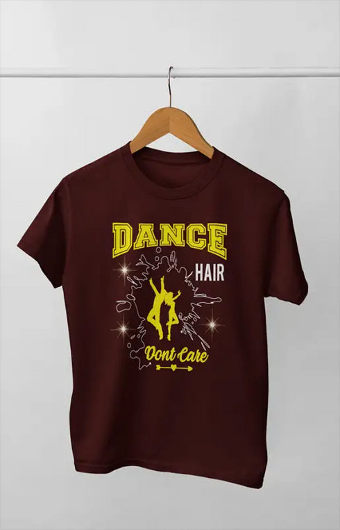 Women’s Half Sleeve Round Neck Dance Hair - XS / Maroon - Women’s T-shirt