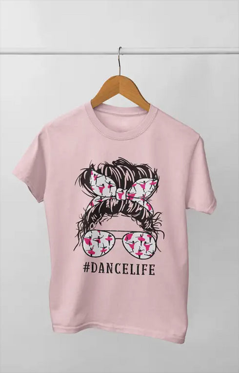 Women’s Half Sleeve Round Neck Dance Life - S / Light Pink