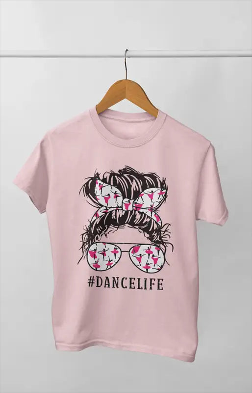 Women’s Half Sleeve Round Neck Dance Life - S / Light Pink