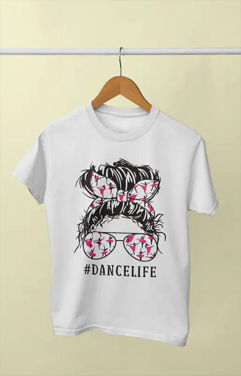 Women’s Half Sleeve Round Neck Dance Life - S / White