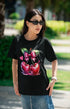 Women’s Half Sleeve Round Neck Heart Cherries - Black / XS