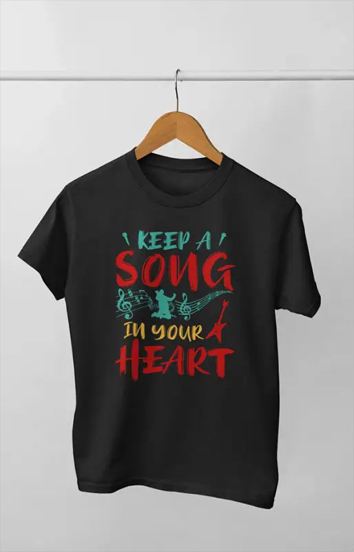 Women’s Half Sleeve Round Neck Heart Music - XS / Black