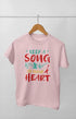Women’s Half Sleeve Round Neck Heart Music - XS / Light Pink
