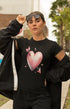 Women’s Half Sleeve Round Neck Heart with Arrow - Black / XL
