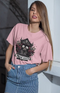 Women’s Half Sleeve Round Neck Kissing Skeleton - Light Baby Pink / XS