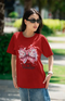 Women’s Half Sleeve Round Neck Little Miss Valentine - Red / XS