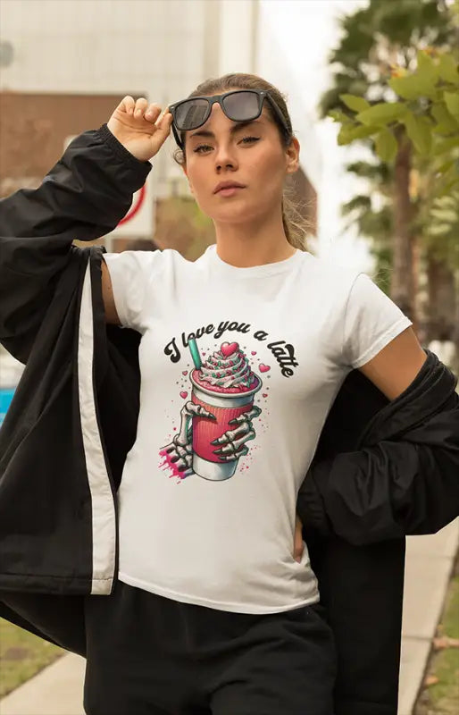 Women’s Half Sleeve Round Neck Love Latte - White / XL