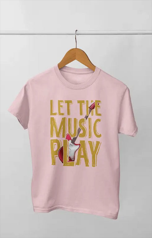 Women’s Half Sleeve Round Neck Music Play - XS / Light Pink