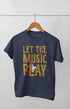 Women’s Half Sleeve Round Neck Music Play - XS / Navy Blue