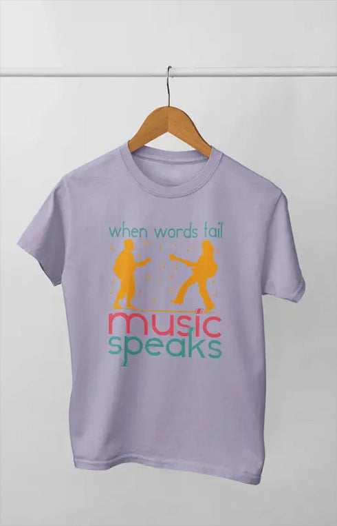Women’s Half Sleeve Round Neck Music Speaks - XS / Lavender