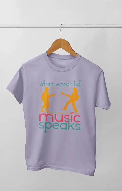 Women’s Half Sleeve Round Neck Music Speaks - XS / Lavender