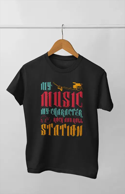 Women’s Half Sleeve Round Neck Music Station - XS / Black
