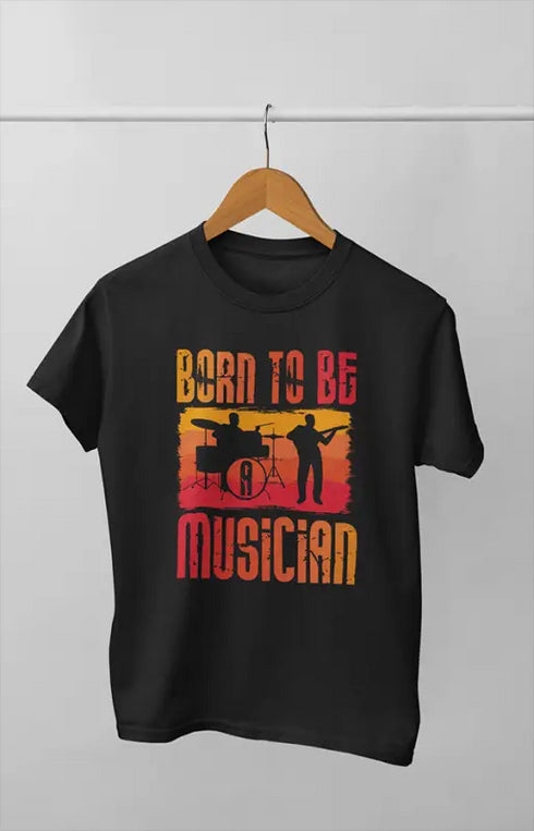 Women’s Half Sleeve Round Neck Musician Born - XS / Black
