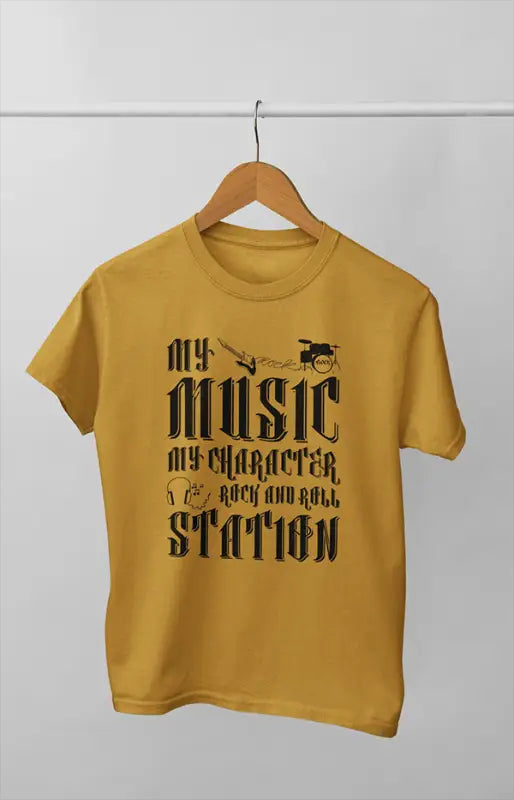 Women’s Half Sleeve Round Neck My Music - XS / Mustard Yellow