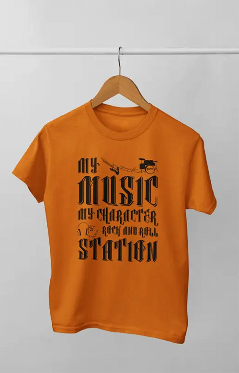 Women’s Half Sleeve Round Neck My Music - XS / Orange