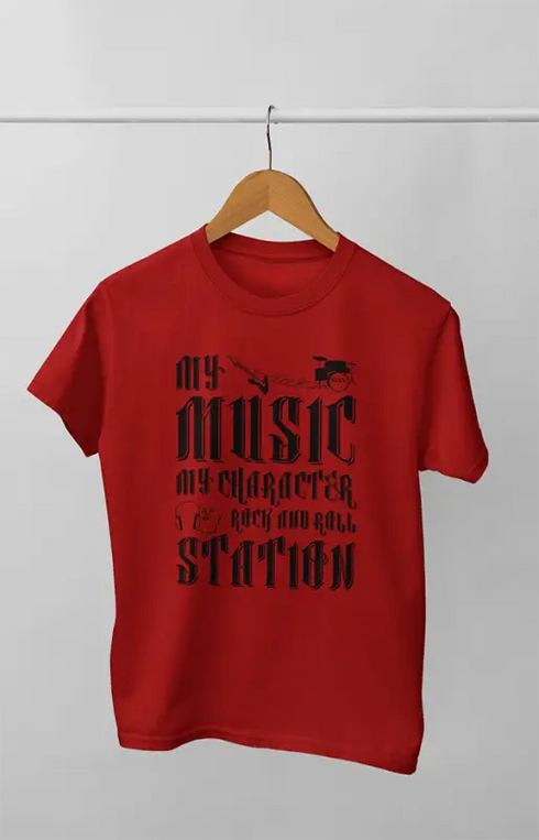Women’s Half Sleeve Round Neck My Music - XS / Red