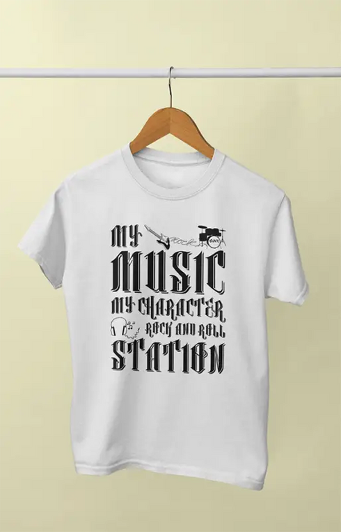 Women’s Half Sleeve Round Neck My Music - XS / White