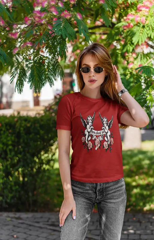 Women’s Half Sleeve Round Neck No Roses - Red / XL