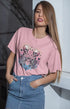Women’s Half Sleeve Round Neck Skeleton Heart - Light Baby Pink / XS