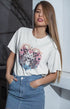 Women’s Half Sleeve Round Neck Skeleton Heart - White / XS