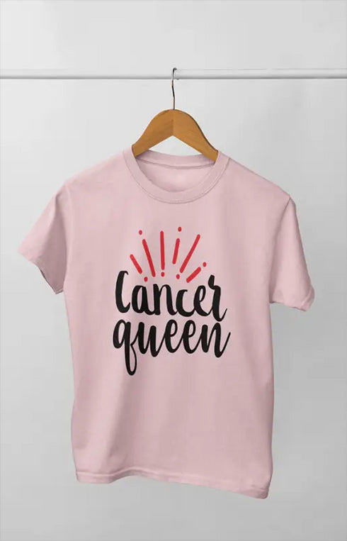 Women’s Half Sleeve Round Neck Tshirt CancerQueen - XS / Light Pink