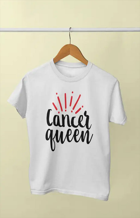 Women’s Half Sleeve Round Neck Tshirt CancerQueen - XS / White