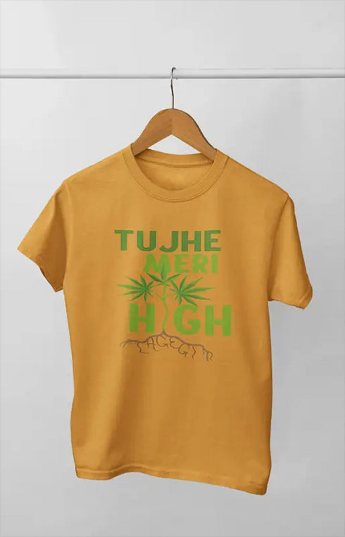 Women’s Half Sleeve Round Neck Tshirt Tujhe Meri - S / Golden Yellow