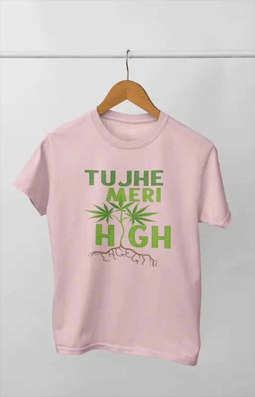 Women’s Half Sleeve Round Neck Tshirt Tujhe Meri - S / Light Pink