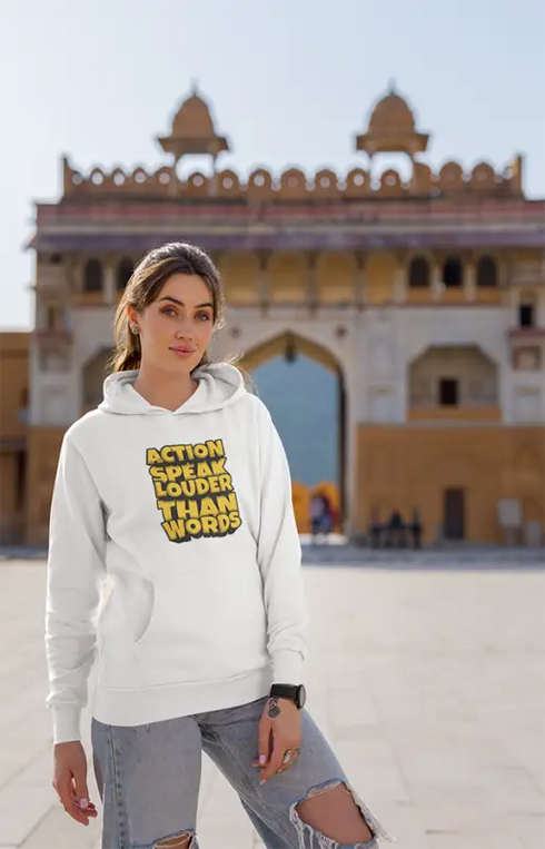 Womens Hooded SweatShirt Action - White / XS