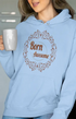 Womens Hooded SweatShirt Born Awesome - Baby Blue / XS