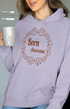 Womens Hooded SweatShirt Born Awesome - Lavender / XS