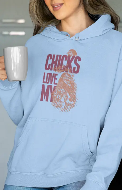 Womens Hooded SweatShirt Chicks - Baby Blue / XS